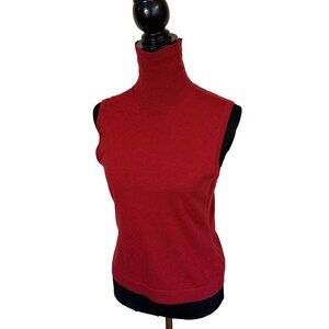 Womens Sleeveless Red Turtleneck Sweater Top Small Cashmere Blend Bobby Jones